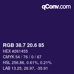 カラーコード: RGB 38.7 20.6 85 | qconv.com
