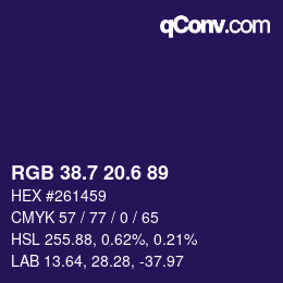 カラーコード: RGB 38.7 20.6 89 | qconv.com