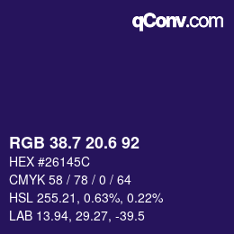 カラーコード: RGB 38.7 20.6 92 | qconv.com