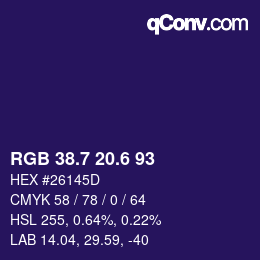 カラーコード: RGB 38.7 20.6 93 | qconv.com