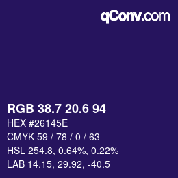 カラーコード: RGB 38.7 20.6 94 | qconv.com