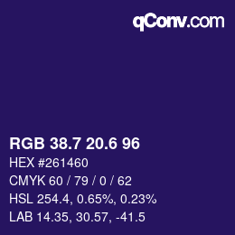 カラーコード: RGB 38.7 20.6 96 | qconv.com