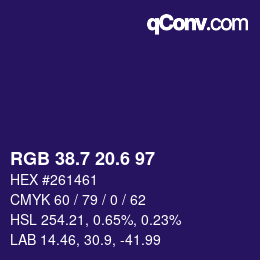 カラーコード: RGB 38.7 20.6 97 | qconv.com