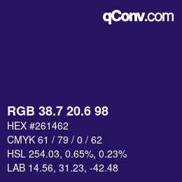 カラーコード: RGB 38.7 20.6 98 | qconv.com