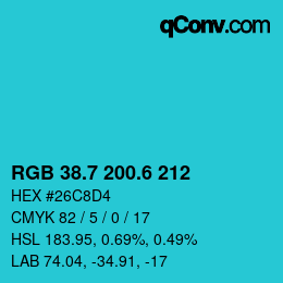 カラーコード: RGB 38.7 200.6 212 | qconv.com