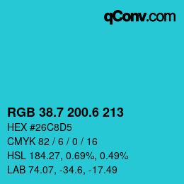 カラーコード: RGB 38.7 200.6 213 | qconv.com