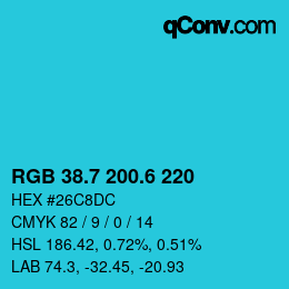 カラーコード: RGB 38.7 200.6 220 | qconv.com