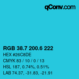 カラーコード: RGB 38.7 200.6 222 | qconv.com
