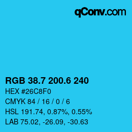 カラーコード: RGB 38.7 200.6 240 | qconv.com