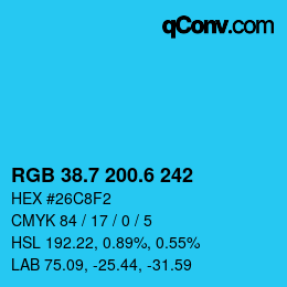 カラーコード: RGB 38.7 200.6 242 | qconv.com