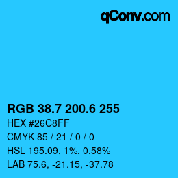 カラーコード: RGB 38.7 200.6 255 | qconv.com