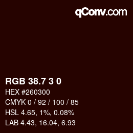 カラーコード: RGB 38.7 3 0 | qconv.com