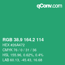 カラーコード: RGB 38.9 164.2 114 | qconv.com