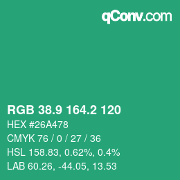 カラーコード: RGB 38.9 164.2 120 | qconv.com