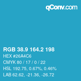 Color code: RGB 38.9 164.2 198 | qconv.com