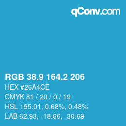 カラーコード: RGB 38.9 164.2 206 | qconv.com