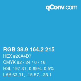 カラーコード: RGB 38.9 164.2 215 | qconv.com