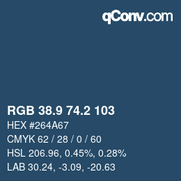 Color code: RGB 38.9 74.2 103 | qconv.com