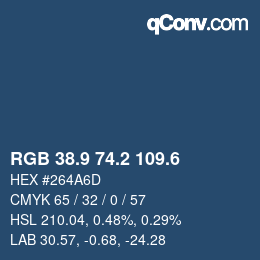 カラーコード: RGB 38.9 74.2 109.6 | qconv.com