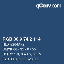Color code: RGB 38.9 74.2 114 | qconv.com