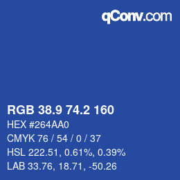 Color code: RGB 38.9 74.2 160 | qconv.com