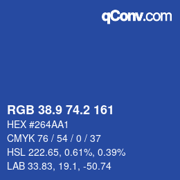 Color code: RGB 38.9 74.2 161 | qconv.com