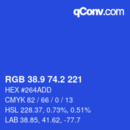 カラーコード: RGB 38.9 74.2 221 | qconv.com