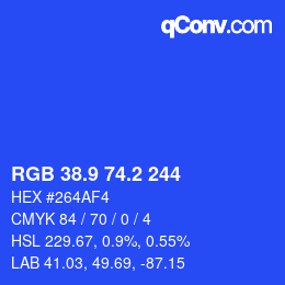 カラーコード: RGB 38.9 74.2 244 | qconv.com