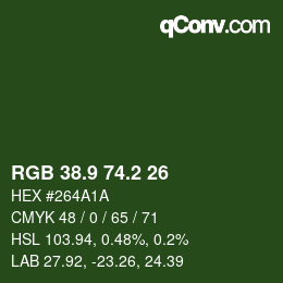 カラーコード: RGB 38.9 74.2 26 | qconv.com
