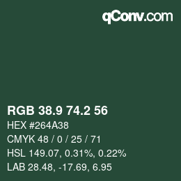 カラーコード: RGB 38.9 74.2 56 | qconv.com