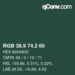 カラーコード: RGB 38.9 74.2 60 | qconv.com