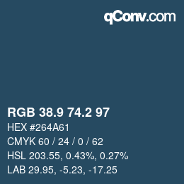 Color code: RGB 38.9 74.2 97 | qconv.com
