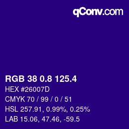 カラーコード: RGB 38 0.8 125.4 | qconv.com