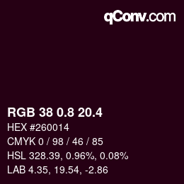 カラーコード: RGB 38 0.8 20.4 | qconv.com