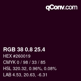 カラーコード: RGB 38 0.8 25.4 | qconv.com