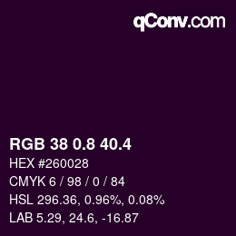 カラーコード: RGB 38 0.8 40.4 | qconv.com