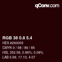 カラーコード: RGB 38 0.8 5.4 | qconv.com