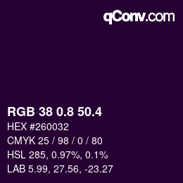 カラーコード: RGB 38 0.8 50.4 | qconv.com