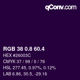 カラーコード: RGB 38 0.8 60.4 | qconv.com