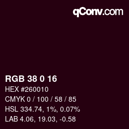 カラーコード: RGB 38 0 16 | qconv.com