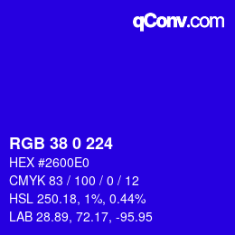 颜色代码: RGB 38 0 224 | qconv.com