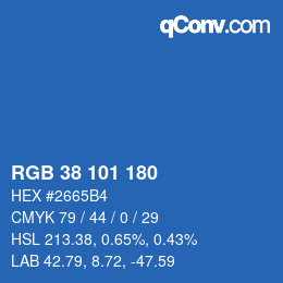 颜色代码: RGB 38 101 180 | qconv.com