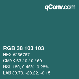 Color code: RGB 38 103 103 | qconv.com
