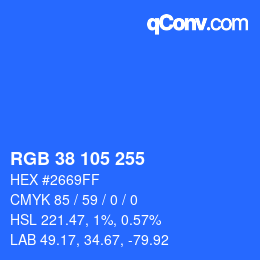 Color code: RGB 38 105 255 | qconv.com