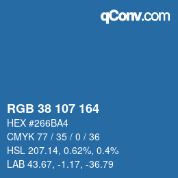 Color code: RGB 38 107 164 | qconv.com