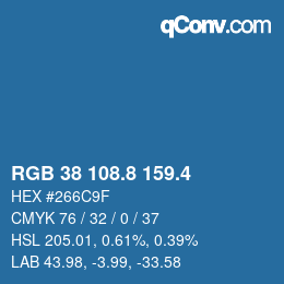 カラーコード: RGB 38 108.8 159.4 | qconv.com