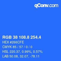 カラーコード: RGB 38 108.8 254.4 | qconv.com