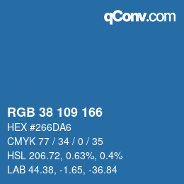 颜色代码: RGB 38 109 166 | qconv.com
