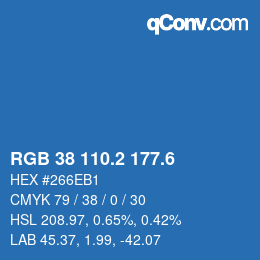 カラーコード: RGB 38 110.2 177.6 | qconv.com