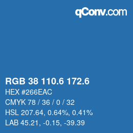 カラーコード: RGB 38 110.6 172.6 | qconv.com